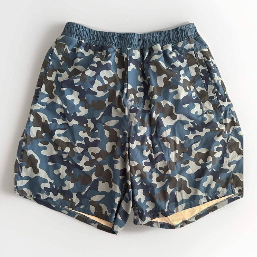 Freeballers Mens XL Blue Camo Lined Shorts 8"‎ Inseam Birddogs Style Athletic